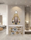 Sandgold floral metal table with Nordic decoration Item Picture